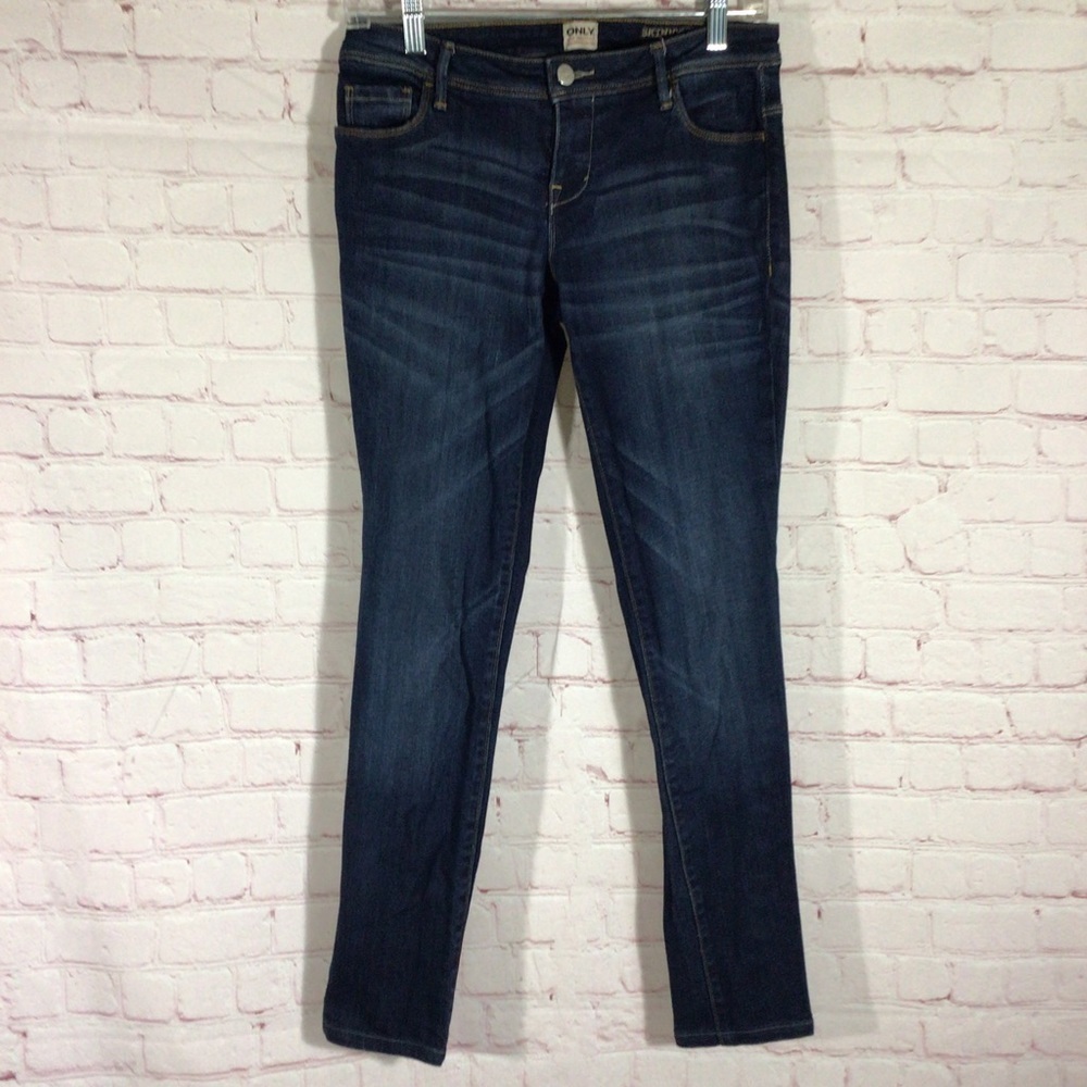 ONLY Blue Behavior Skinny Low Rise Blue Denim Jeans - Size 27W x 34L